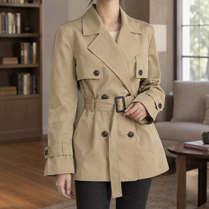 Dafne | Trench Corto Doppiopetto con Cintura