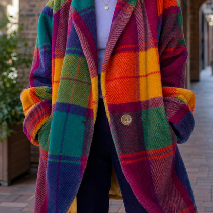 Marzia | Cappotto Lungo Oversize in Lana a Quadri