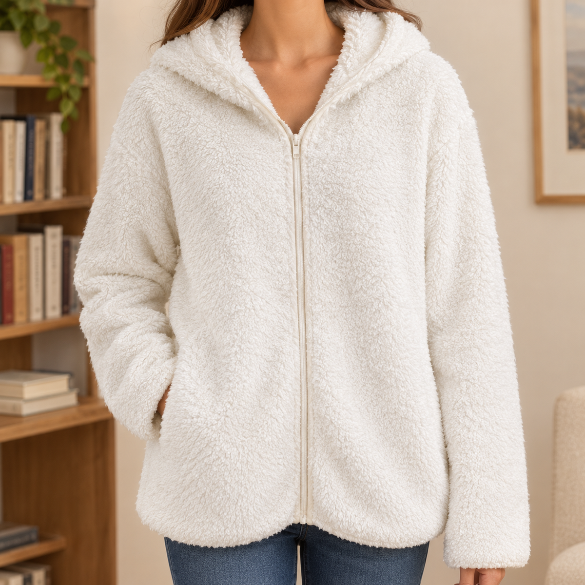 Gilda | Giacca in Teddy con Cappuccio e Zip