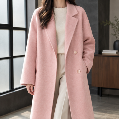 Clara | Cappotto Lungo Doppiopetto in Misto Lana