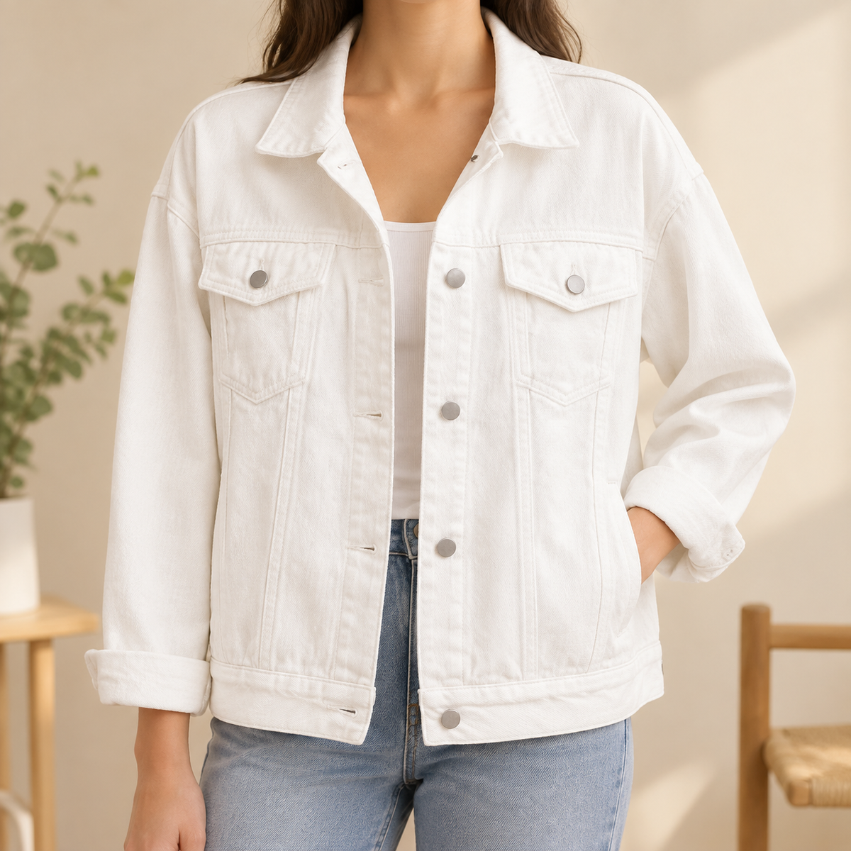 Bruna | Giacca di Jeans Relaxed con Quattro Tasche