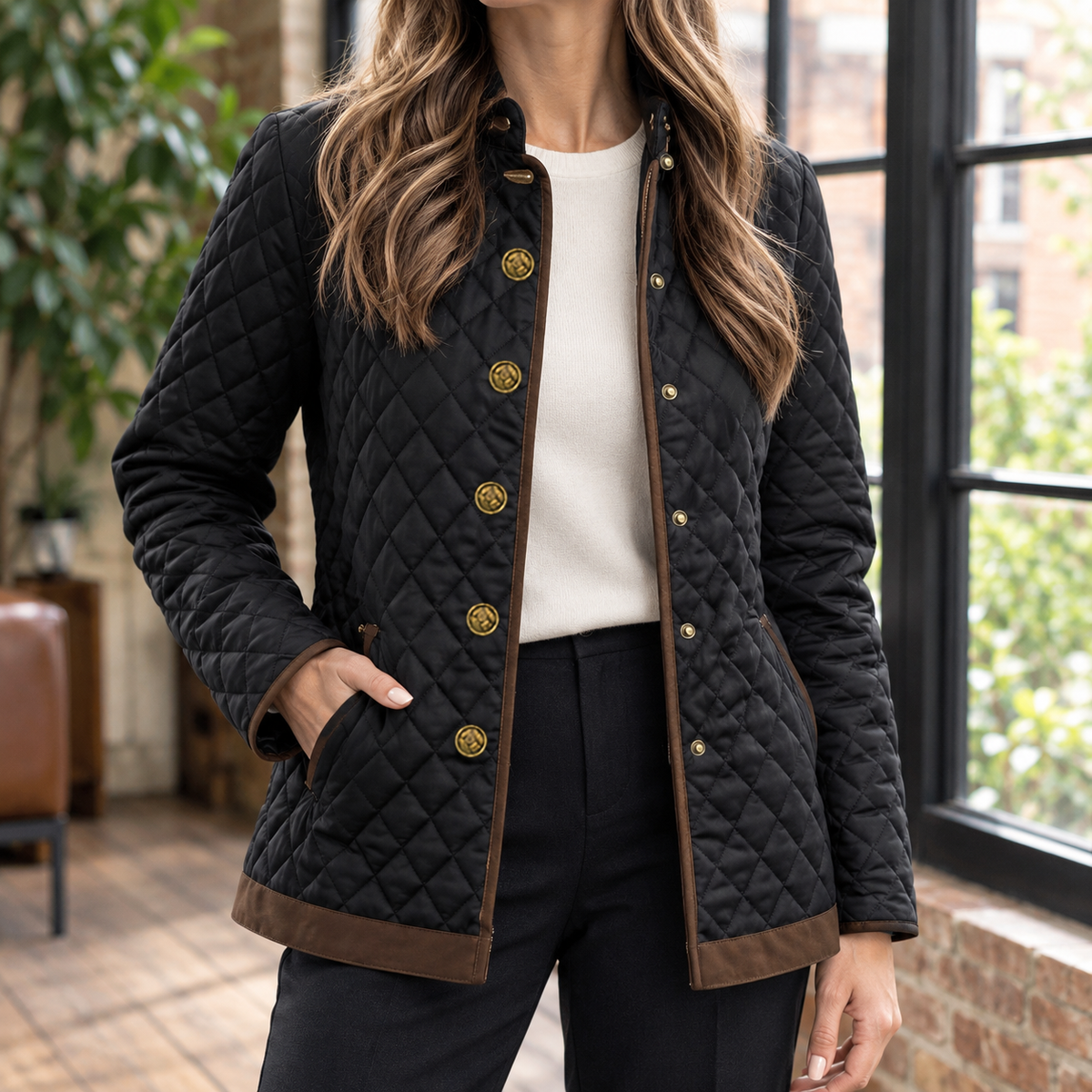 Rosanna | Giacca Trapuntata a Rombi con Bordi a Contrasto
