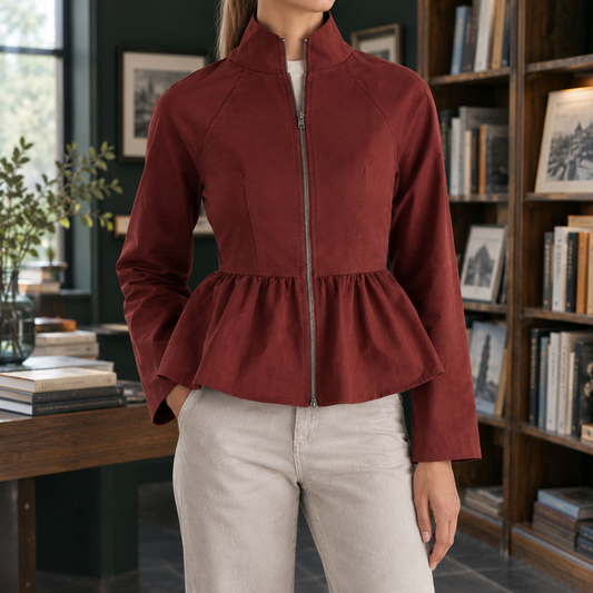 Tamara | Giacca Peplum con Zip e Collo Alto
