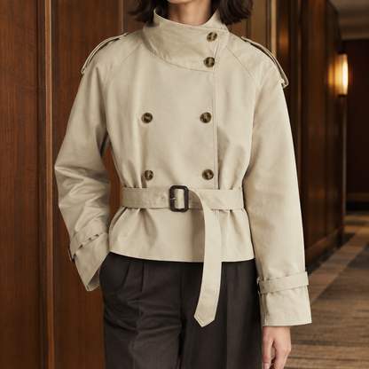 Ornella | Trench Corto Doppiopetto con Cintura