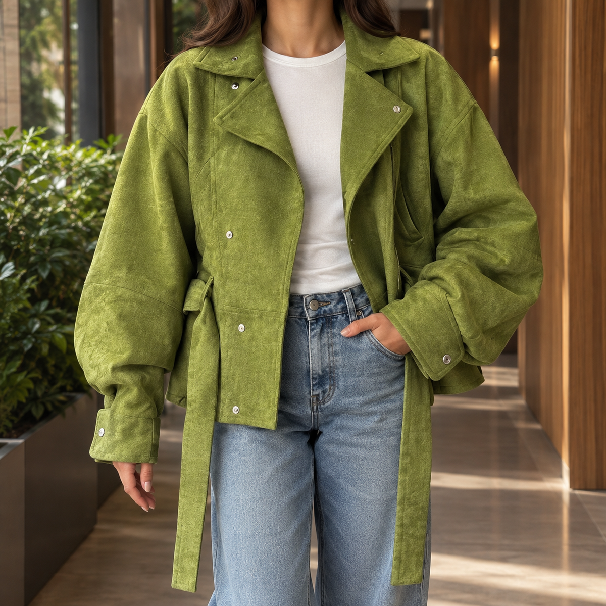 Norma | Giacca Biker Oversize con Cintura
