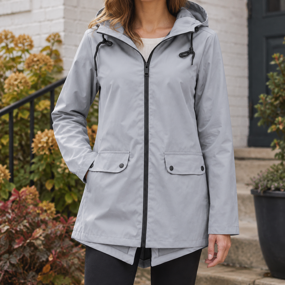 Piera | Giacca Leggera con Cappuccio e Tasche a Patta