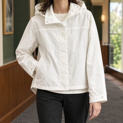 Luciana | Giacca Leggera con Cappuccio in Misto Cotone