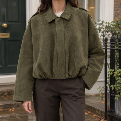 Natalia | Bomber Relaxed Effetto Suede con Zip Nascosta