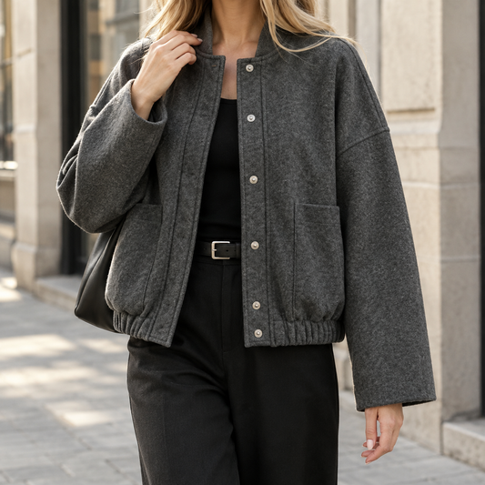 Pia | Bomber Relaxed con Bottoni a Pressione e Tasche a Toppa