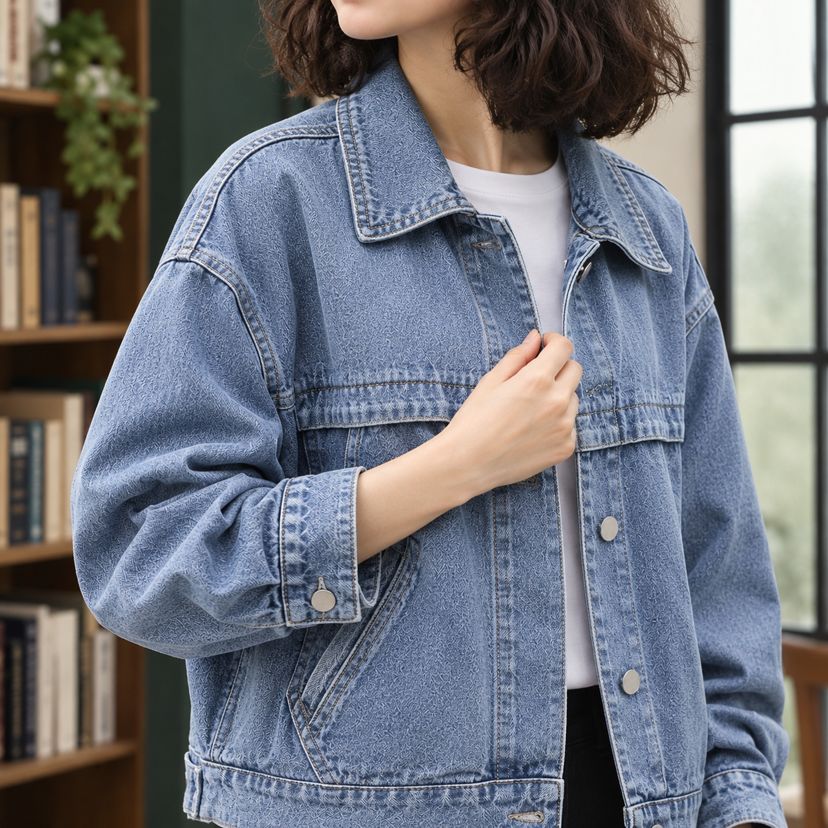 Alberta | Giacca di Jeans Lavato Relaxed con Spalle Scese