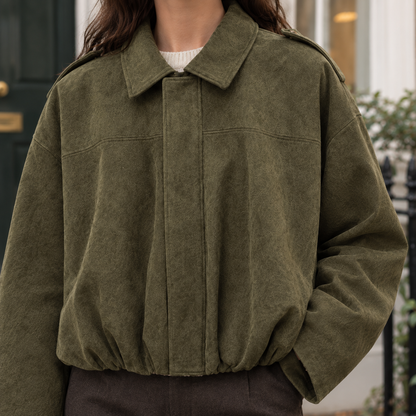 Natalia | Bomber Relaxed Effetto Suede con Zip Nascosta