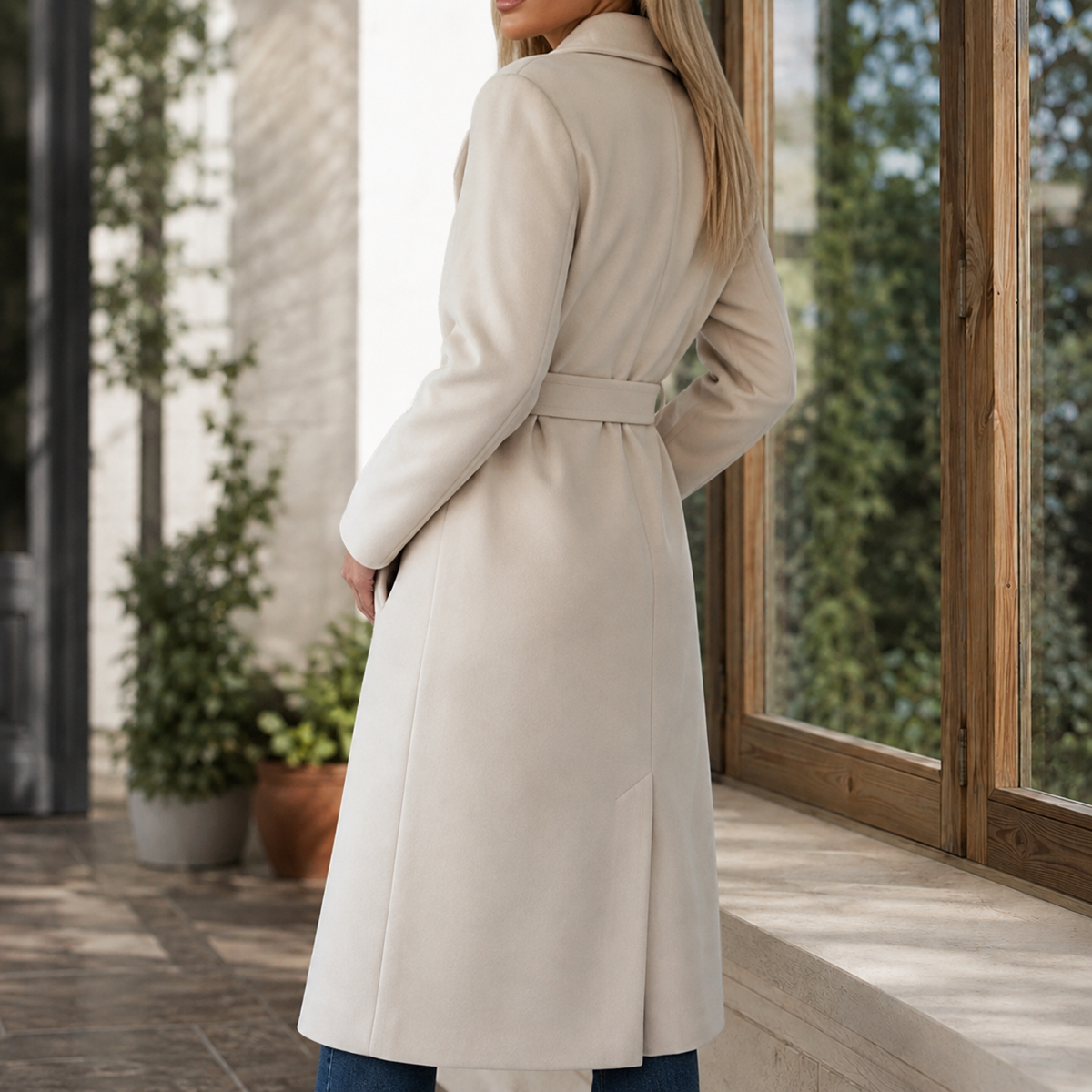 Angela | Cappotto Lungo Doppiopetto con Cintura