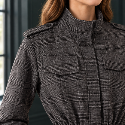 Gemma | Giacca Utility a Quadri con Vita Arricciata
