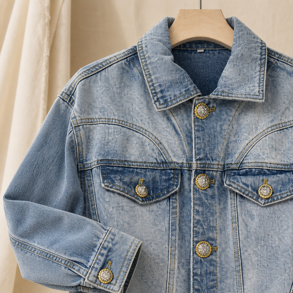 Evelina | Giacca di Jeans Peplum con Bottoni