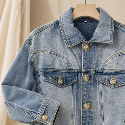 Evelina | Giacca di Jeans Peplum con Bottoni