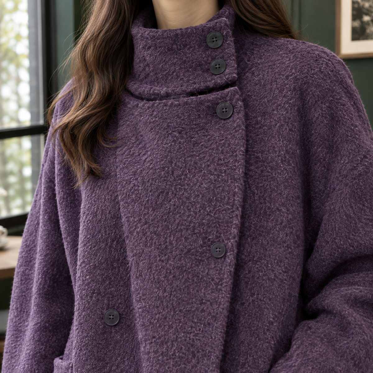 Carolina | Cappotto Lungo in Misto Lana con Cintura e Collo Alto