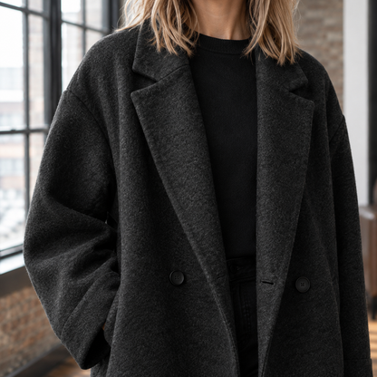 Cecilia | Cappotto Lungo Doppiopetto Oversize in Misto Lana
