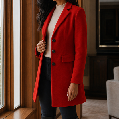 Sabrina | Cappotto Sartoriale Effetto Lana con Rever a Lancia