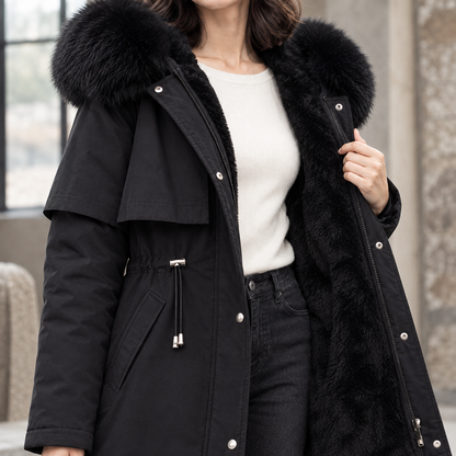 Ambra | Parka Lungo con Cappuccio e Interno in Peluche