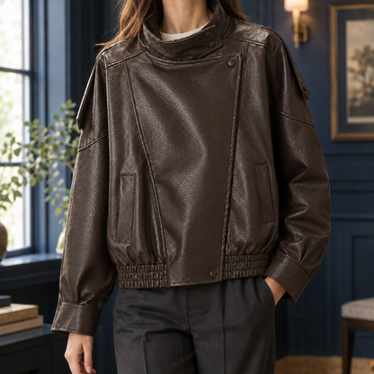 Nives | Giacca Biker Corta in Ecopelle