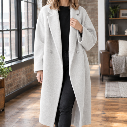 Cecilia | Cappotto Lungo Doppiopetto Oversize in Misto Lana