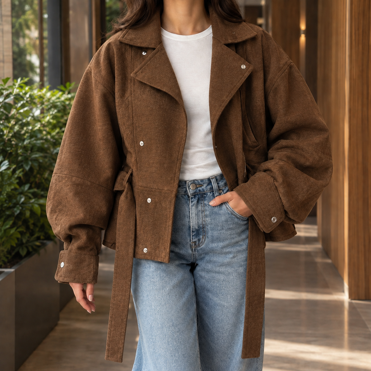 Norma | Giacca Biker Oversize con Cintura
