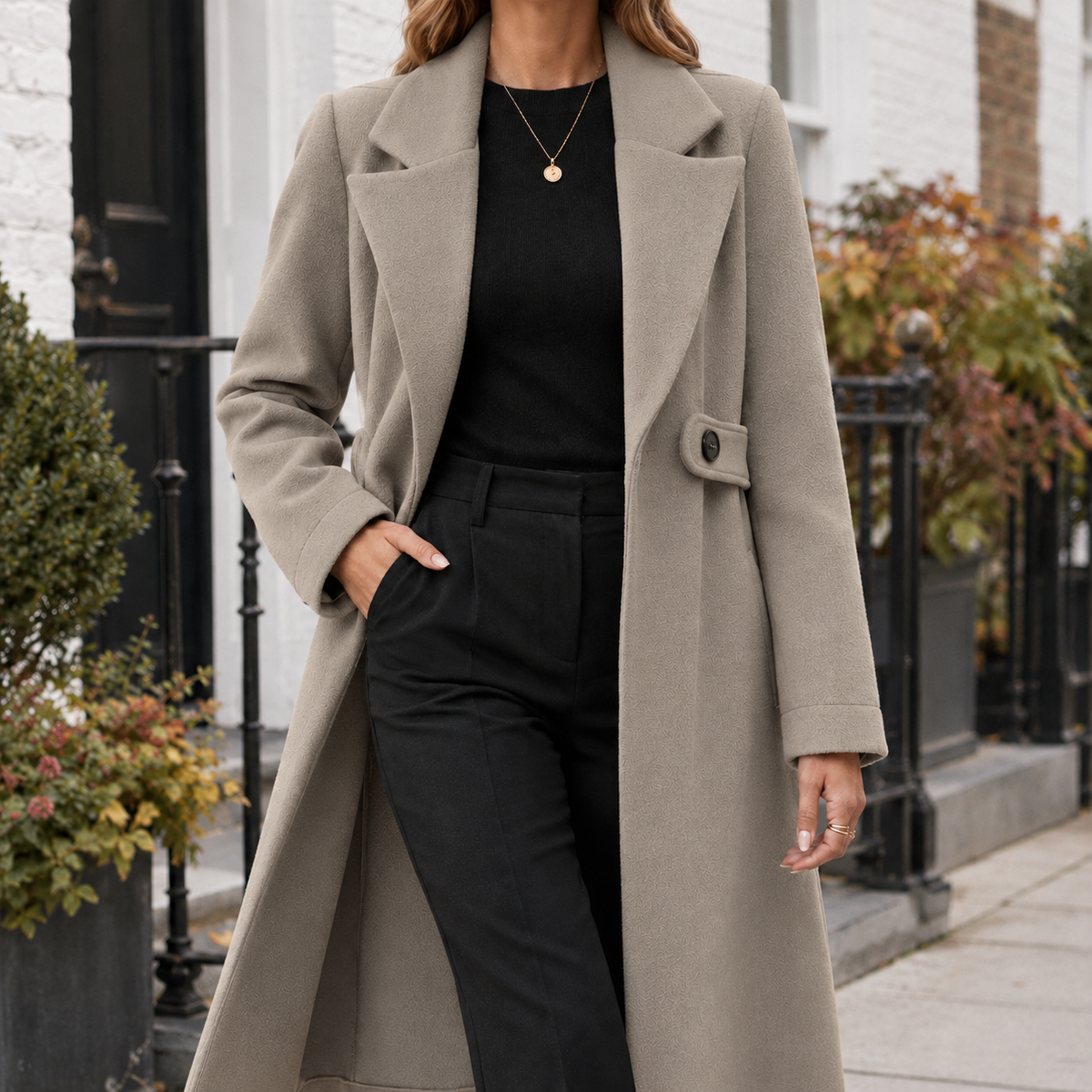 Speranza | Cappotto Lungo Sartoriale con Pattina in Vita