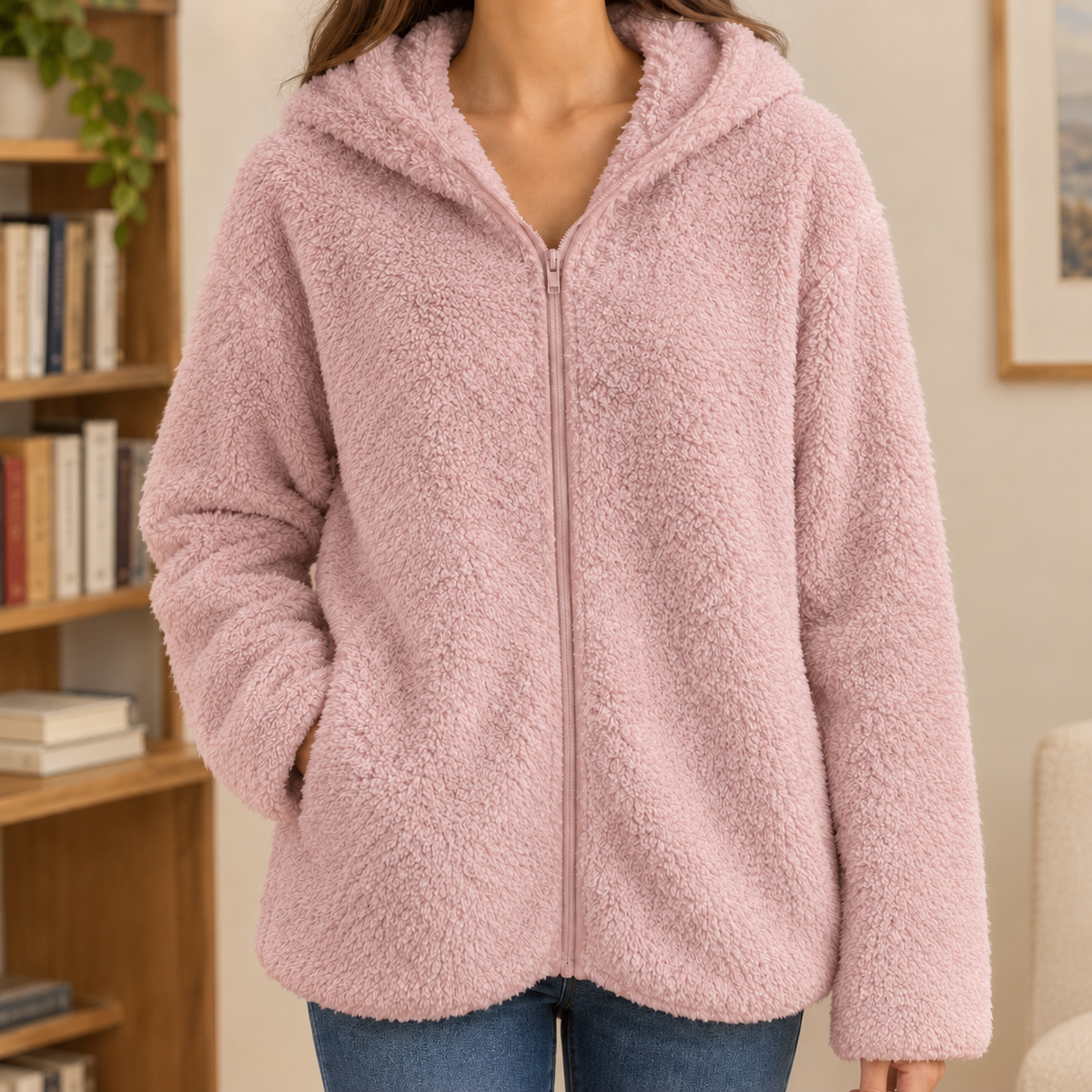 Gilda | Giacca in Teddy con Cappuccio e Zip