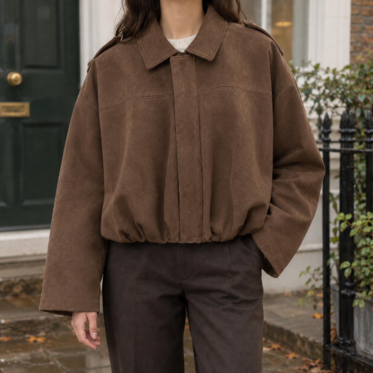 Natalia | Bomber Relaxed Effetto Suede con Zip Nascosta
