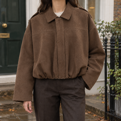 Natalia | Bomber Relaxed Effetto Suede con Zip Nascosta