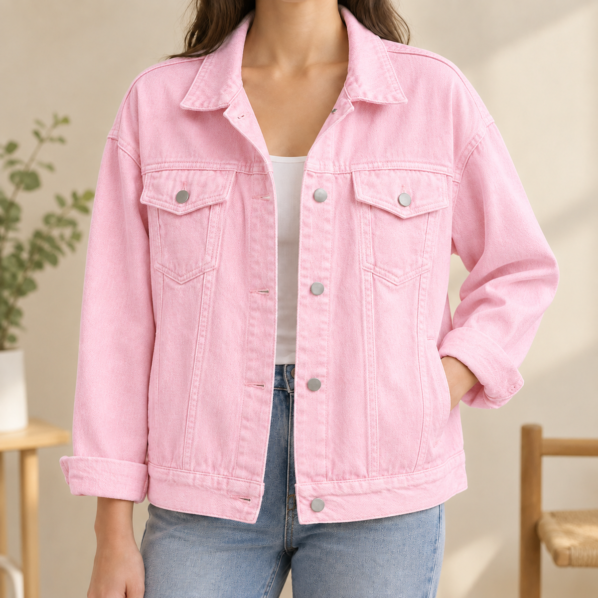 Bruna | Giacca di Jeans Relaxed con Quattro Tasche
