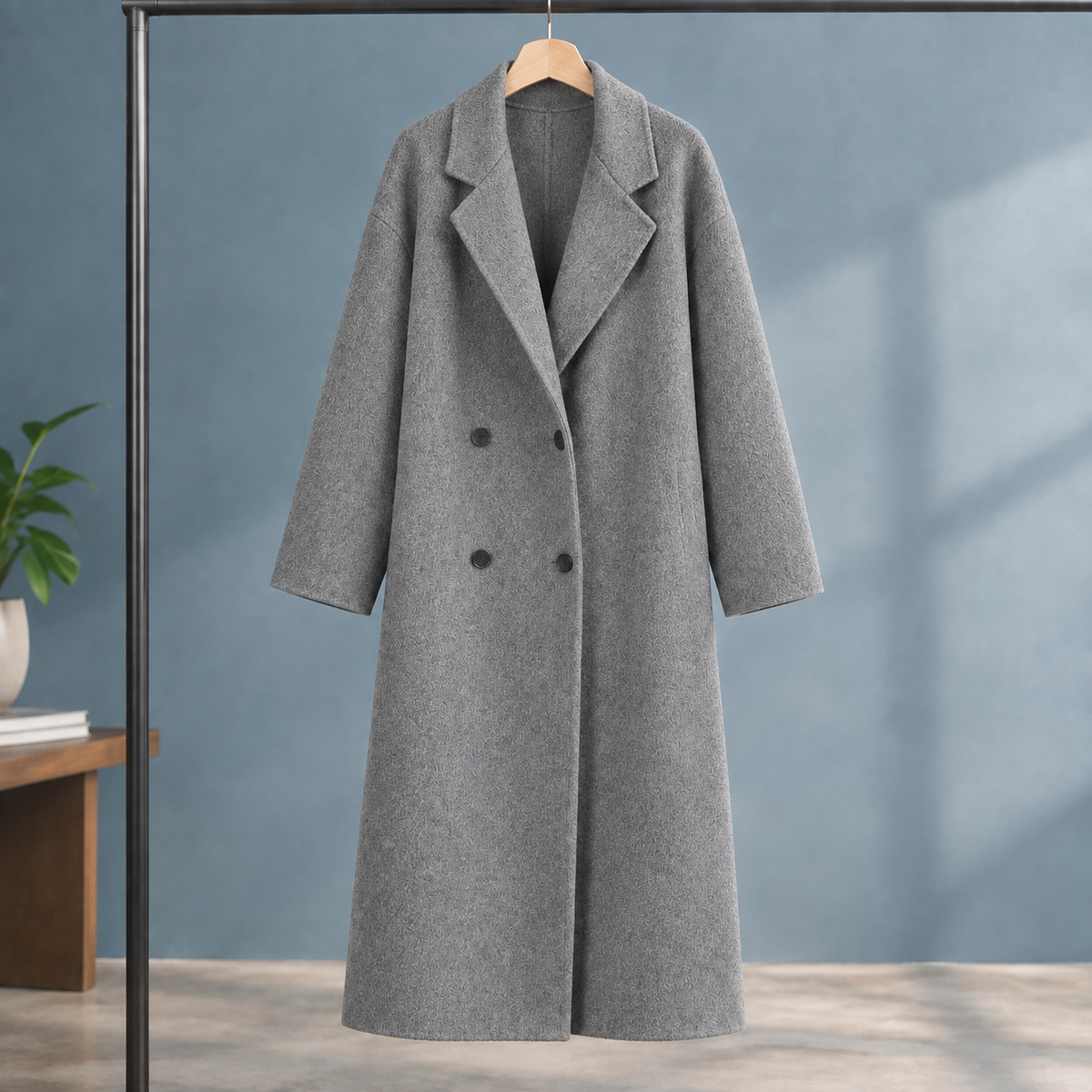Marianna | Cappotto Lungo Doppiopetto Effetto Lana
