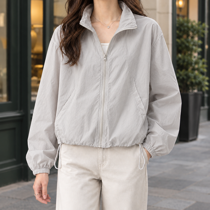 Aldina | Giacca Leggera con Zip e Orlo a Coulisse