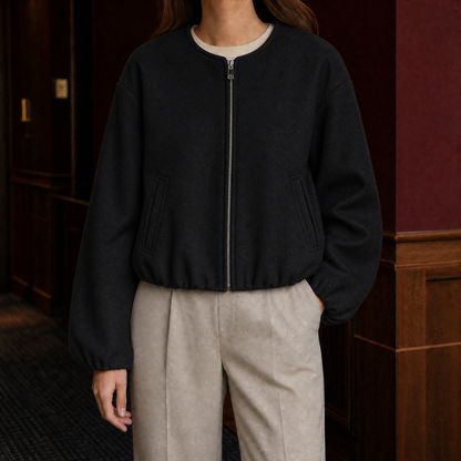 Fausta | Bomber Corto senza Colletto con Zip
