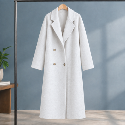 Marianna | Cappotto Lungo Doppiopetto Effetto Lana