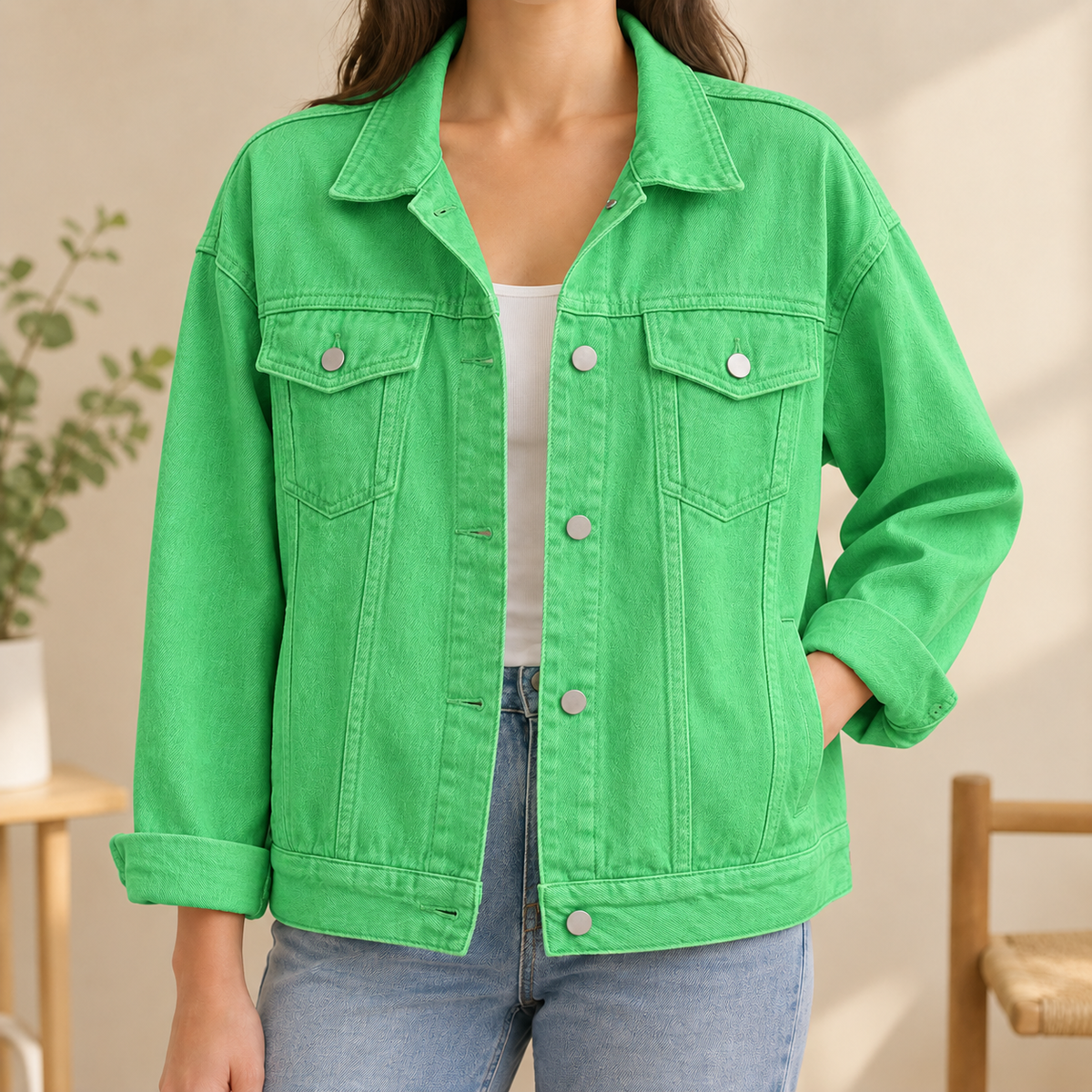 Bruna | Giacca di Jeans Relaxed con Quattro Tasche