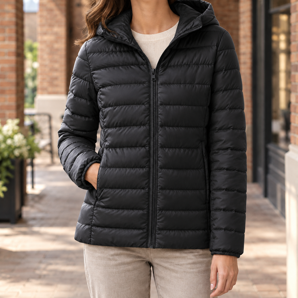 Leonora | Piumino Slim Trapuntato con Cappuccio