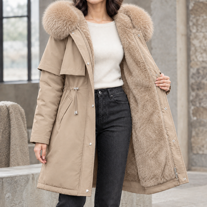 Ambra | Parka Lungo con Cappuccio e Interno in Peluche