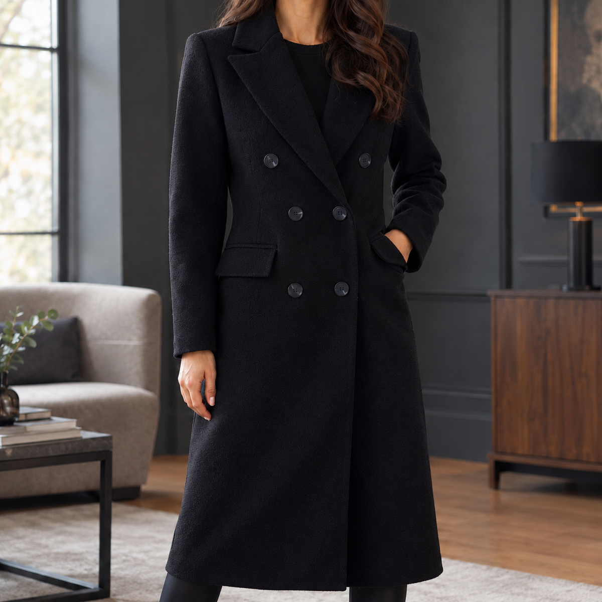 Gabriella | Cappotto Lungo Doppiopetto Effetto Morbido