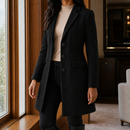 Sabrina | Cappotto Sartoriale Effetto Lana con Rever a Lancia
