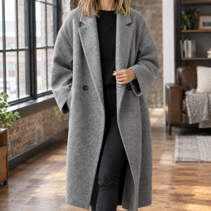 Cecilia | Cappotto Lungo Doppiopetto Oversize in Misto Lana