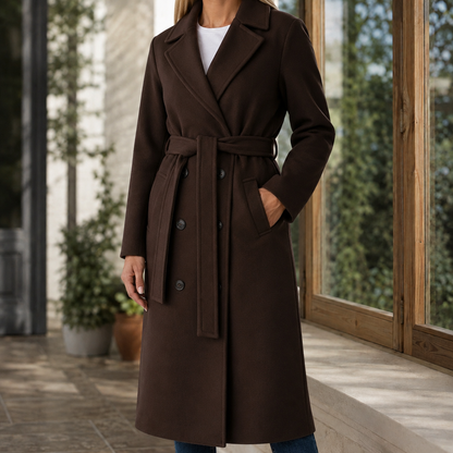 Angela | Cappotto Lungo Doppiopetto con Cintura