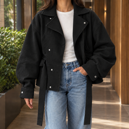 Norma | Giacca Biker Oversize con Cintura