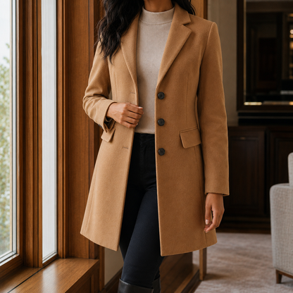 Sabrina | Cappotto Sartoriale Effetto Lana con Rever a Lancia