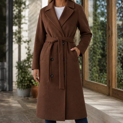 Angela | Cappotto Lungo Doppiopetto con Cintura