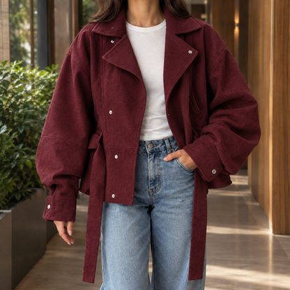 Norma | Giacca Biker Oversize con Cintura