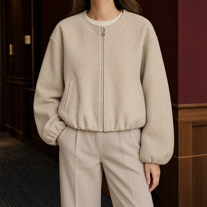 Fausta | Bomber Corto senza Colletto con Zip