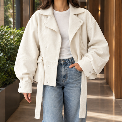 Norma | Giacca Biker Oversize con Cintura