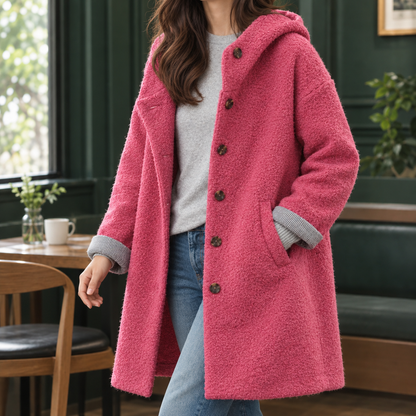 Graziella | Cappotto Lungo in Misto Lana con Cappuccio