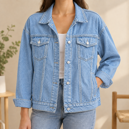 Bruna | Giacca di Jeans Relaxed con Quattro Tasche